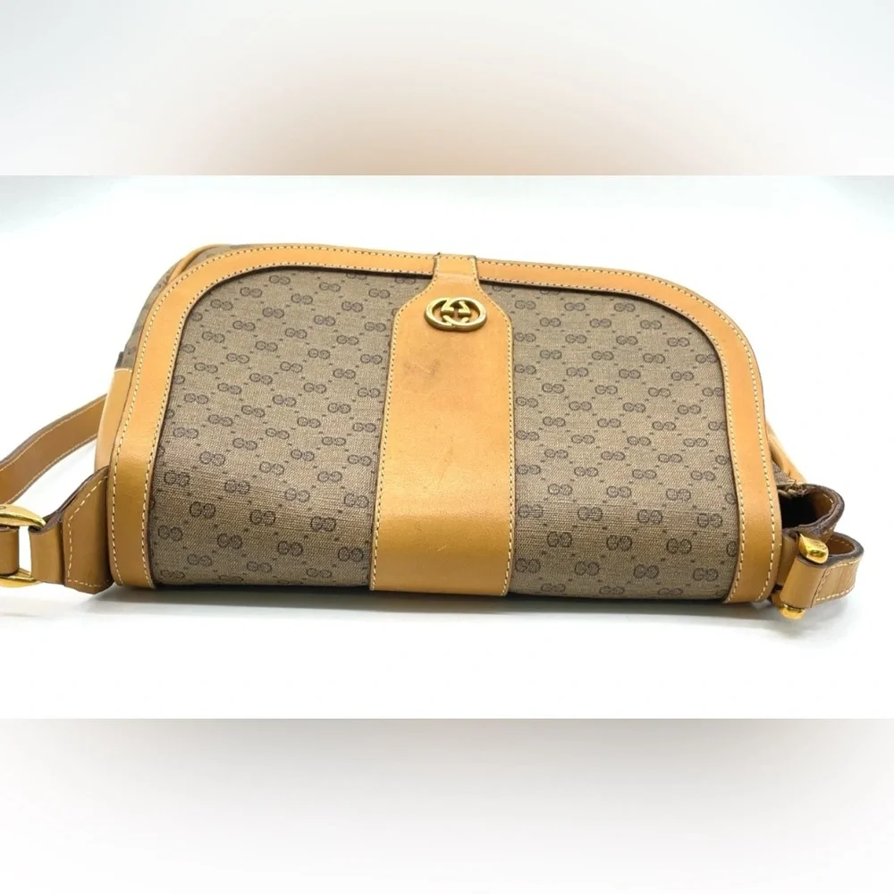 Auth Gucci Micro GG PVC Leather Beige / Brown Shoulder Bag - Picture 4 of 16